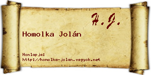 Homolka Jolán névjegykártya